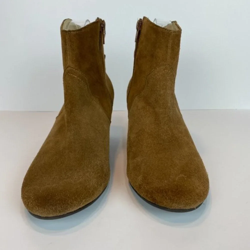 Donald J. Pliner DMSX Ankle Booties 8 Brown‎ Suede Leather Zip Annie Boots Women